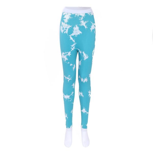 

Comfortable Peach Butt Yoga Pants with Seamless Construction & Tie-Dye Pattern, Blue