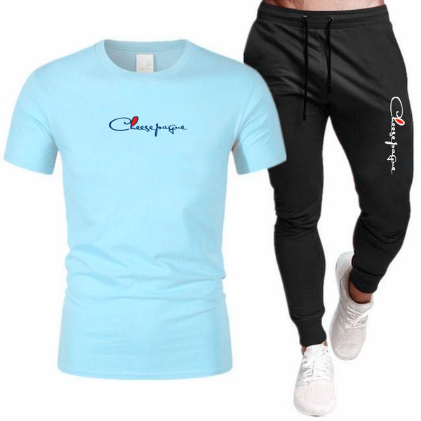 

Summer Men's Casual 2-piece Sports Set Trend Streetwear Short Sleeve T-Shirt Shorts Sportswear Jogging Brand Tracksuit Clothing Plus Size S-2XL, Red