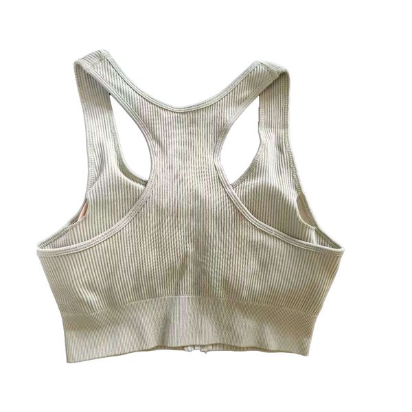 

Seamless knit yoga sports bra with front zipper Comfortable Seamless Yoga Bra for Women, Green