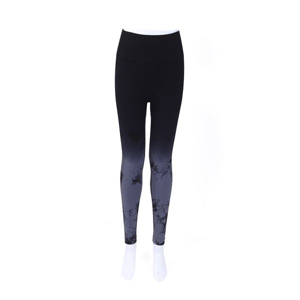 

Seamless knit gradient tie-dye hip lift tight exercise yoga pants, Black grey