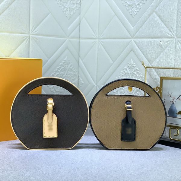 

Designer Ladies Round Pie Handbag Card Holder Lipstick Makeup Purse Adjustable Strap Crossbody Bag Shoulder Bag 22.5 X 21 X 7cm, Brownish yellow