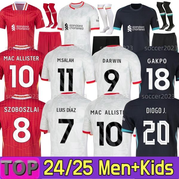 

24 25 Luis DIaz soccer jerseys MAC ALLISTER GAKPO SEASON DARWIN DARWIN SZOBOSZLAI GRAVENBERCH 2024 2025 Red home away fans Player version football men Kids Kits -2XL, Black