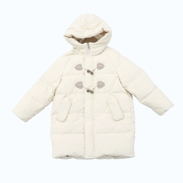 

Ribbed Cow Horn Buckle down Jacket for Boys and Girls Winter Cold Proof Waterproof Jacket with Hood ODM OEM Accepted, Beige