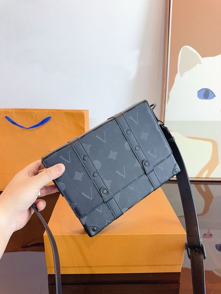 

M45727 Hard box shoulder bags crossbody clutch handbag brand designer bag leatehr messenger briefcase business packages, Black