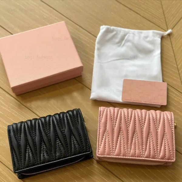 

Women Short Card Holder Designer Mini Purses Black Pink New Ladies Fashion Pleated Wallet Coin Purse Zipper Closure Multiple colors Small Wallets 10a, #14
