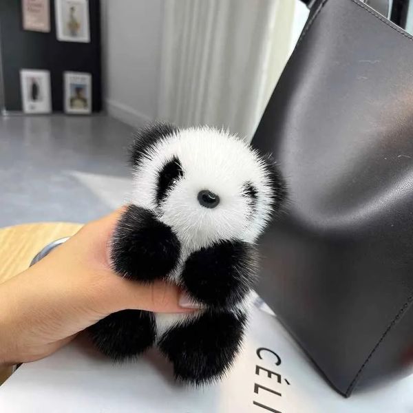 

Womens Keychains Lanyards Little Panda Plush Doll Bag Decoration Cute Imitation Mink Fur Panda Car Keychain Cute Bear Car Keychain Fashion Gift BFP2410215 PTP4