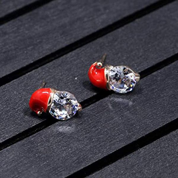 

Europe and the United States foreign trade hot Christmas gift earrings zircon drop oil diamond snowman hat earrings