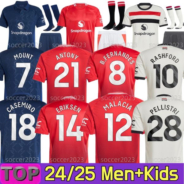 

Mainoo 24 25 RASHFORD United soccer jerseys Antony Martinez HOJLUND Casemiro Eriksen 2024 2025 football shirt Player tracksuits MARTIAL B. FERNANDES men kids kit, Black