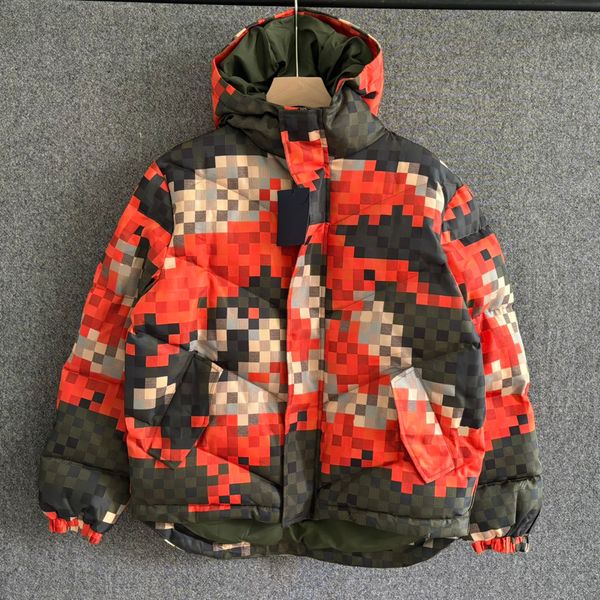 

10A+ mens coat winter coat designer man woman new fashion warm jacket grid pattern parkas with pockets, Orange
