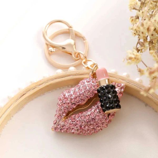 

Womens Stainless Steel Keychains Lanyards Dripping Alloy Chaveiro Fashionable Lipstick And Lipstick With Rhinestone Set Key Chain Key Ring BFP2410217 PTP4