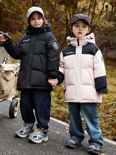 

Coat Children's Jacket For Boys And Girls New Medium Length Thickened Outdoor Matching Color Three Anti-parent-child White Duck Down T241021, Lotus color