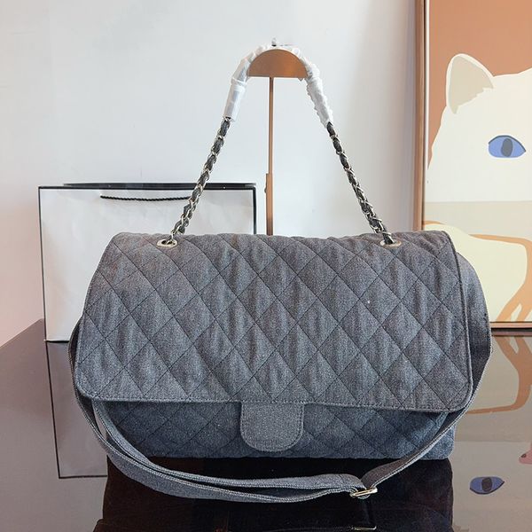 

Designer bags Classic Luxury Women Denim Shoulder bag Classic Travel bag Handbag Beach bag Chain handbag Shopping Bag Large capacit Tote Fortune Bag 42M, Grey