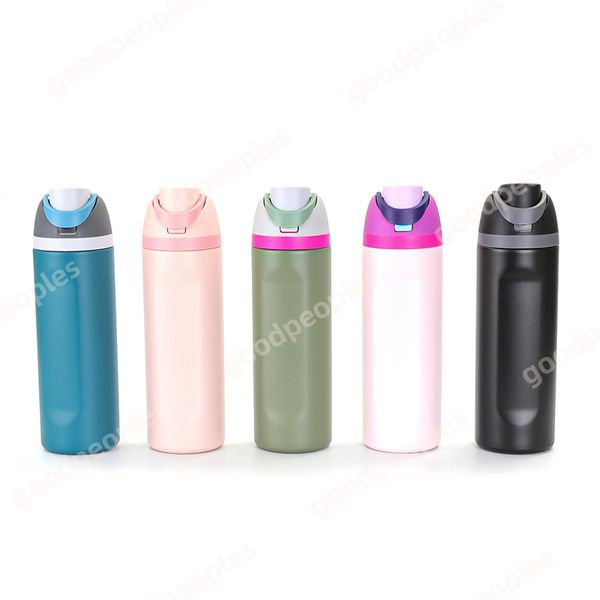 

OWALA Dual Drinking Straw Sports Water Bottle 304 Stainless Steel Insulated Portable Fruit Cup aron Color Series, Brown