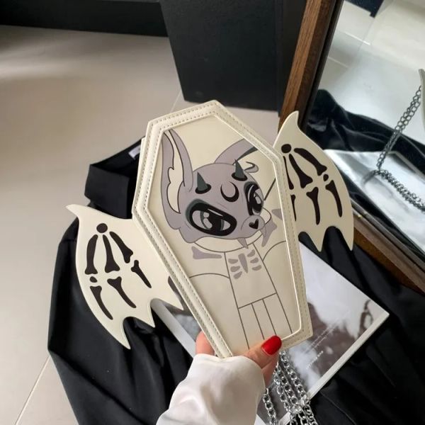 

Designer Coffin Bag Sweet And Cool Bat Wing Personalized Chain Bag Halloween Funny Ghost Shoulder Bag BFP2410222 PTP2, Beige