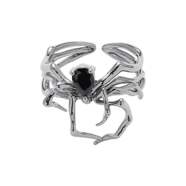 

Electroplating Black Heart Spider Web Opening Finger Rings Unisex Luxury Solitaire Ring Party Jewelry Gift Irregular Halloween Punk Gothic Ring BFP2410228 PTP5