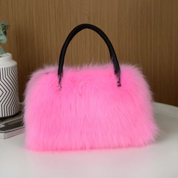 

Fashion Furry Shoulder Bag For Women Fuzzy Faux Fur Large Tote Handbag Cute Soft Fluffy Purse BFP2410237 PTP3, Navy