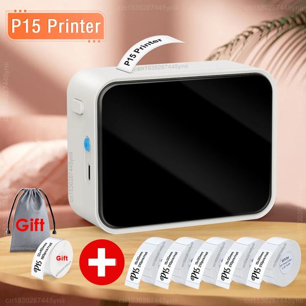 Wireless Label Printer P15 Portable Bluetooth Label Maker Handheld Mini Machine with Adhesive Label Tape for Home and Office Use 241023