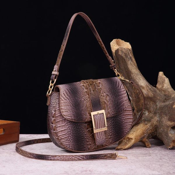 

Luxury Hand Bag Saddle Bags Ladies Shoulder Bag Design Rainbow Alligator PU Leather Women's Purses And Handbags BFP2410244 PTP3, Peacock blue