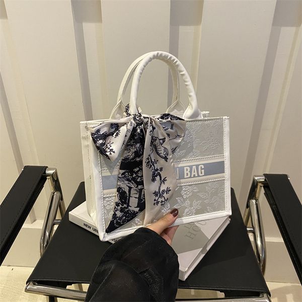 

Hot Free Shipping Tote Ladies large capacity Designer Large Capacity Letter Shoulder Bag Scarf Bow Tote, Multi-color