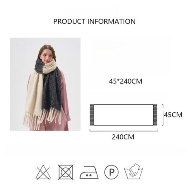 

go Cashmere Pashmina Thick Shawl Soft Blocked Scarf Long Color Echape Womens Tassel 2024 Bufanda 241023 Winter scarf designers