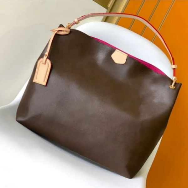 

Shoulder Bags Top-Quality Graceful PU Leather Tote Bag for Women - Stylish Durable Handbag, 4 brown grid+red inside