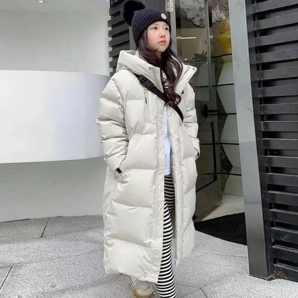 

Jackets Winter Teen Girls long Warm Thick padded jacket kids Parkas Casual Hooded Down cotton coat Kids Outerwear 12 13 Child Clothes z241023, White
