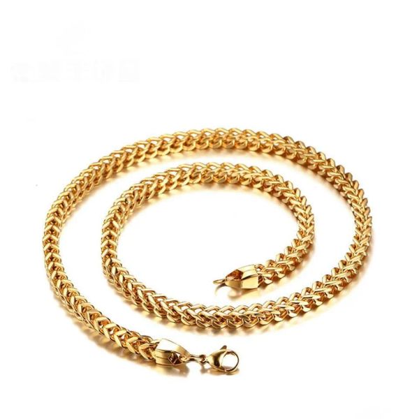 

Chains Fashion Men Stainless Steel Chains Double Layer Link Chain Necklace High Polished Punk Style 18K Gold Plated Necklaces For Me BFP24102310 PTP1