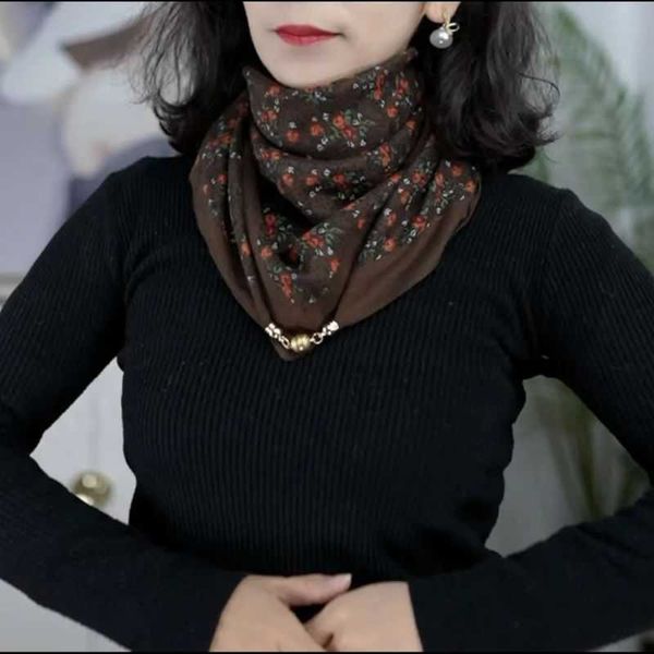 

New designers Neck Texture ece Protection silk Womens scarf nice Small Buckle Magnetic