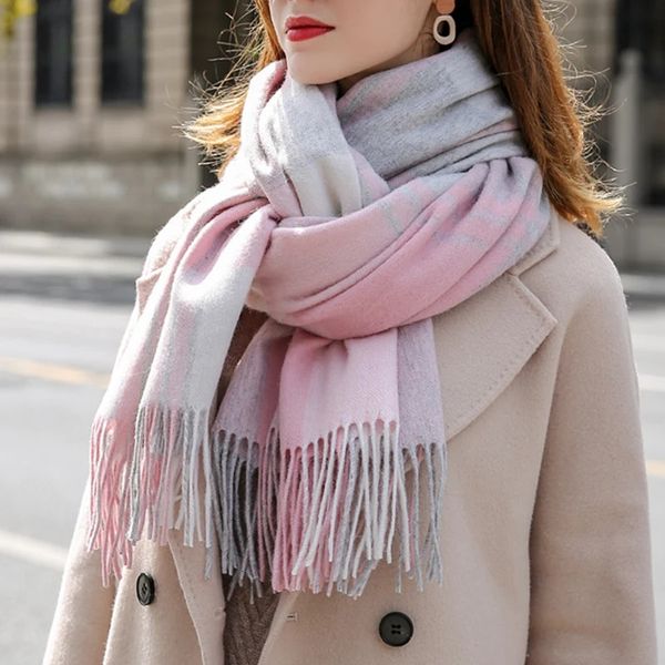 

Lamb Cashme Pashmina Thicken Shawls Foulard Warm Checkered scarf designers