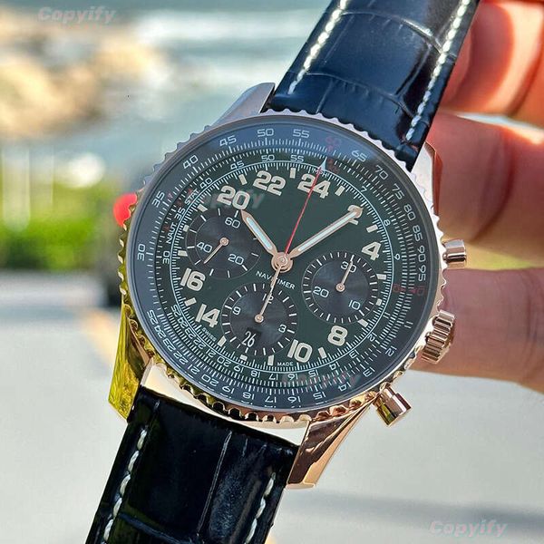 

Watch Man BRE High Quality Navitimer Automatic Watch With Box Premier Chronograph Designer Luxury Watch Waterproof Leather Band Mechanical Gentleman Watch 46Mm, Brown