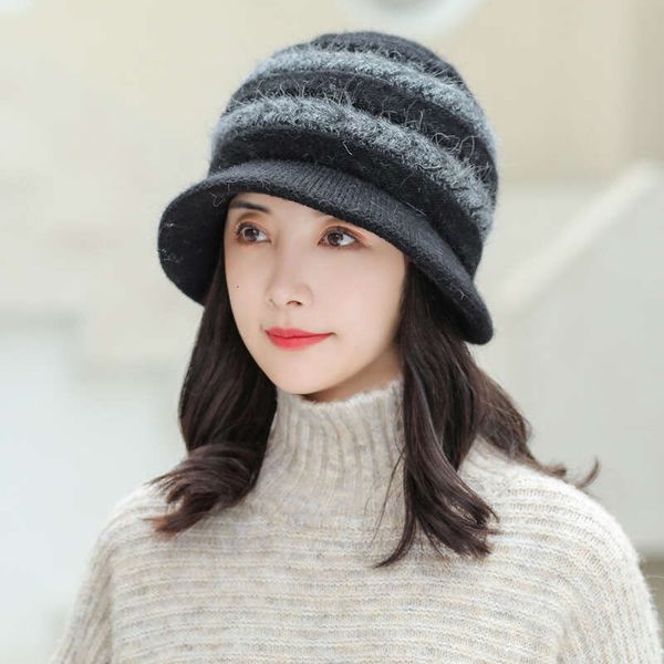 

silk R go Wool nice Hat With Knitted Thick ece Warm scarf Cap Brim Veet Scarf Winter And