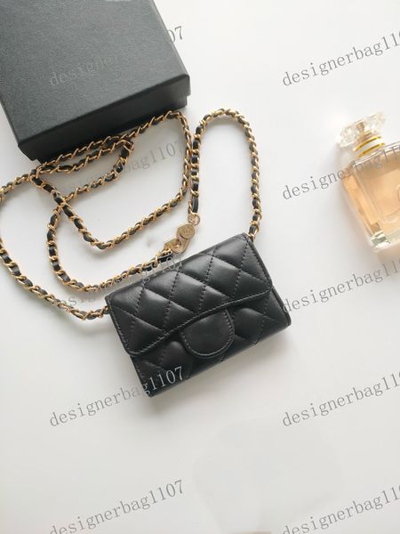 Designer wallet women card holder chain wallet designer women Coin bag Caviar Cowskin leather wallet for women short wallet luxury purse with box