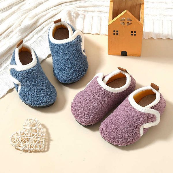 

Autumn And Winter Children's Slippers With Fleece Thickened Non-slip Soft Soles For Baby Learn To Walk Indoor Cotton Shoes T241025, Red