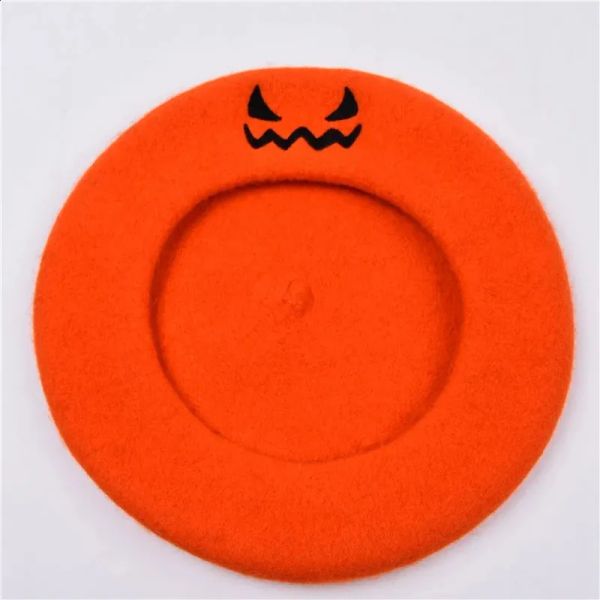 

2024 Womens Halloween Hat Embroidery Halloweens Gift Party Solid Color Spring and Autumn Beret Wool Keep Warm Painter Hat BFP2410258 PTP1, 01_color