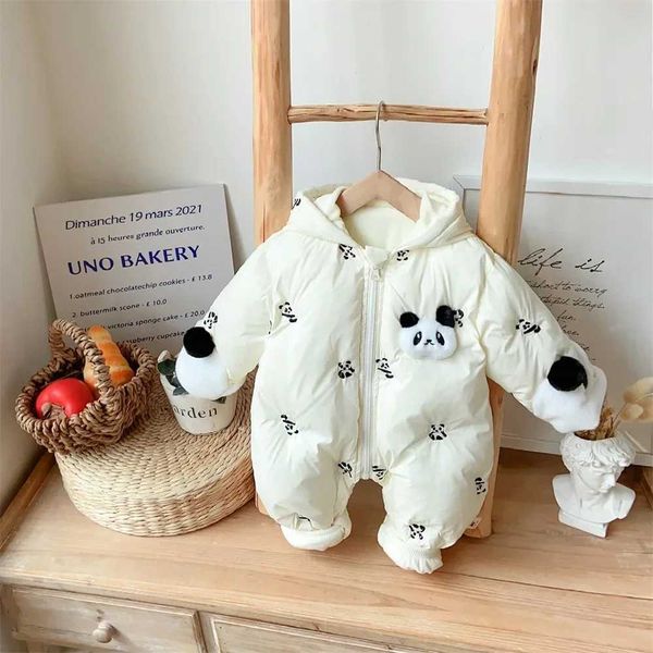 

Clothing 2017 Winter New Childrens Cartoon Cute Panda - Baby Thick Plush Hoodie Zipper One Piece Preschool HoodieJ241025, White
