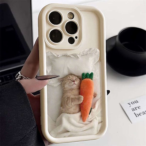Cute Case - Protective Lightweight Phone Cover with Sleeping Cat Design, Premium PC Material for Enhanced Grip, Daily Use