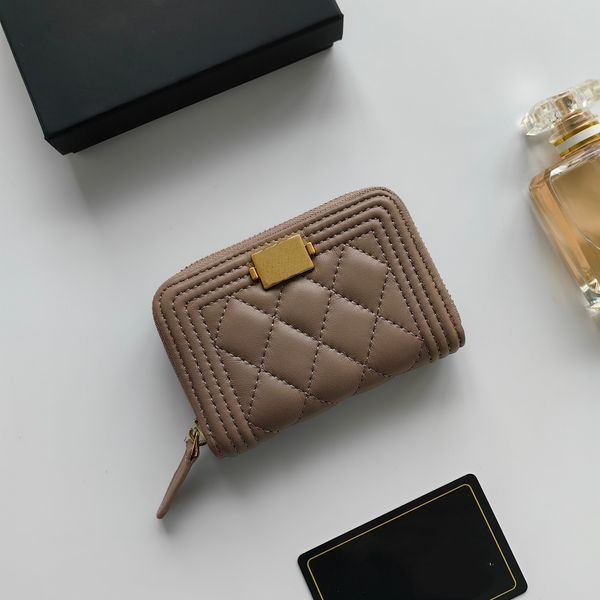 Classic Sheepskin Caviar Leather Zipper Wallet Lipstick Bag Coin bag Card Holder Cowskin leather wallet for women short wallet 11.5*8cm Come with box