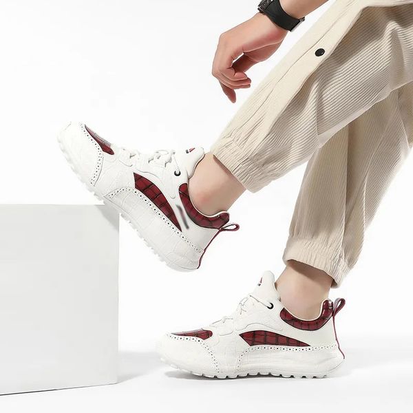 

shoes Men's shoes 2024 autumn and winter new leather sneakers men's casual shoes men, Red