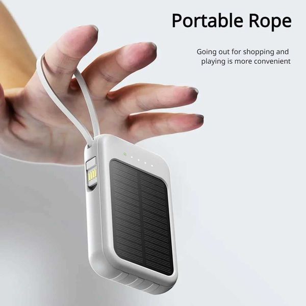 Hot Sale Powerbank external solar cell 10000mAh large capacity fast charging mobile phone charger with 3 built-in cables T241026