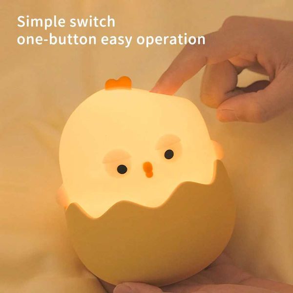 New Arrival Cute eggshell chicken night light USB charging silicone light tapping fun practical desk lamp as a gift is a good choice Z241025