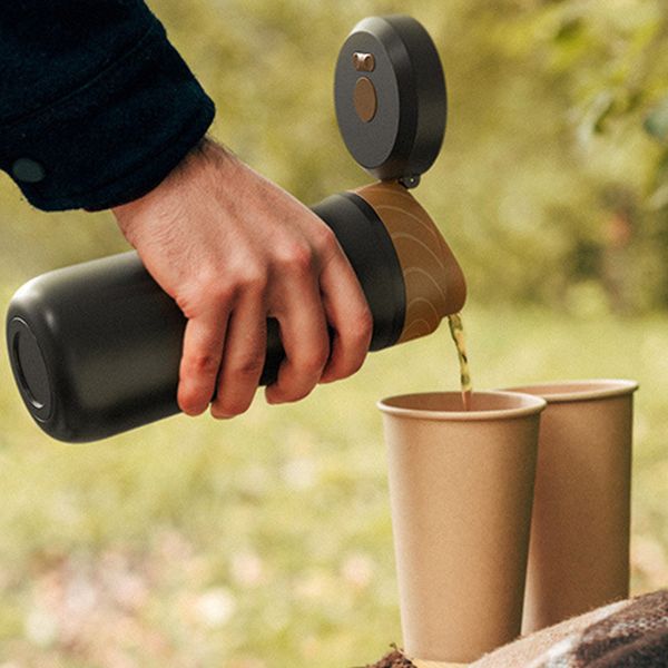 Designer Cup Portable Water coffee mug Bottle & Plastic French Press: 320Ml Stainless Steel Car Coffee Maker With Plunger Filter - Vacuum Insulated Travel Mug