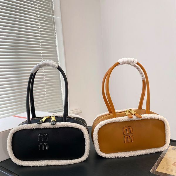 

Designer fleece belt bag Tote Bag Luxury Women Handbags Lamb wool Shoulder Long stem short stem Big small 34*22cm 28*12cm, Black long
