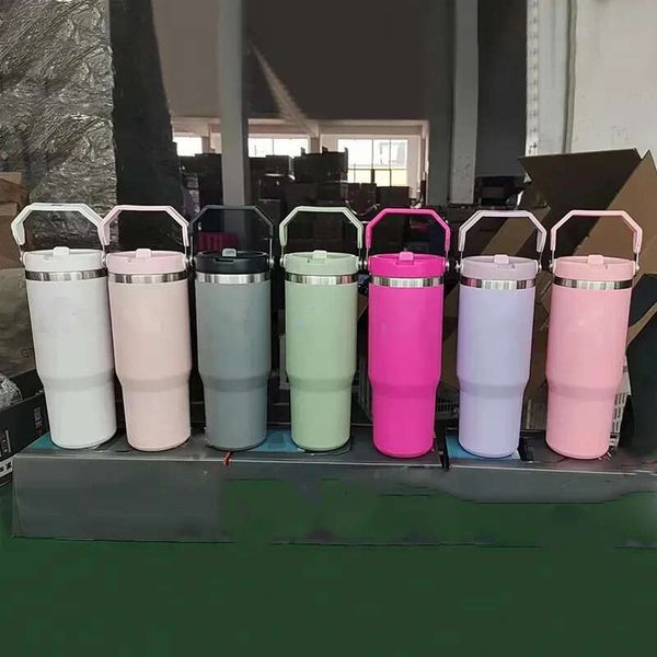 

Bottles 30Oz 20Oz Cups Heat Preservation Stainless Steel Outdoor Large Capacity Tumblers Reusable Leakproof Flip Cup Water Bottle Outside Mugs US STOCK, Sky blue