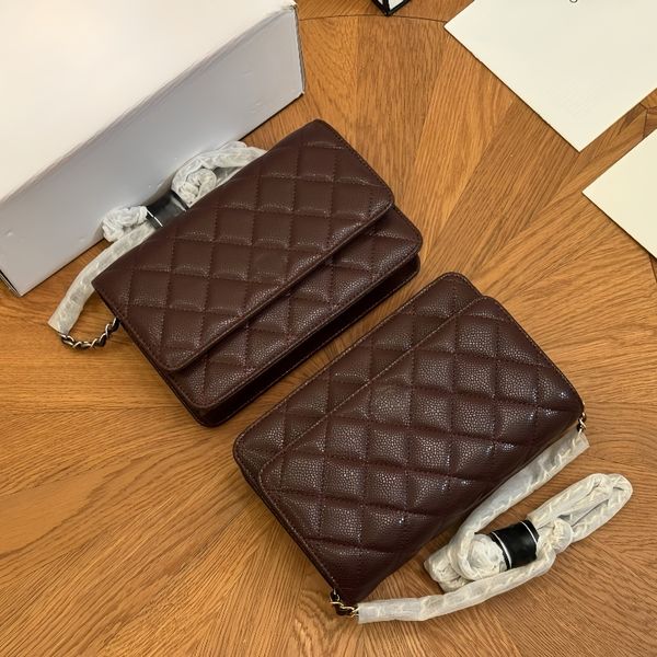 

Designer shoulder bag fashion chain bag caviar crossbody bag high quality rhombus leather bag vintage alphabet bag metal logo luxury bag casual party bag classic bag, Red 18*10