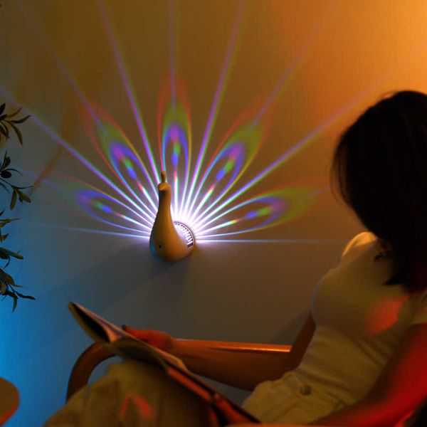 

Lights Peacock Night Projection Lamp Home Remote Control Wall mounted Night Light Bedhead Colorful Atmosphere Light Creative Night Light Gift S249272 S2410289