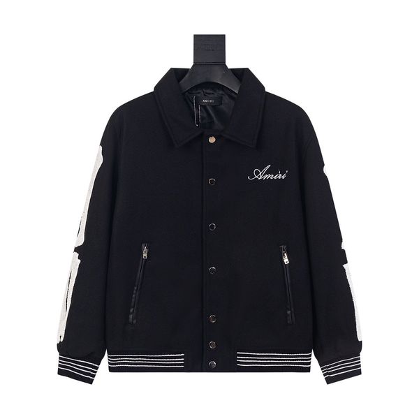 

American Men Women Bomber Coat Windbreaker Designer Jackets Man Varsity Black Button Baseball Jacket Letter Embroidery, Indigo