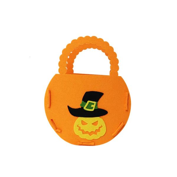 

2024 New Halloween Bag Party Handmade DIY Pumpkin Candy Felt Handheld Bag #BFP2410293 PTP5, Deep brown