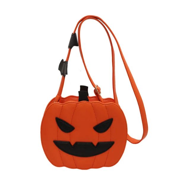 

2024 Halloween Funny Pumpkin Bun Designer Contrast Color Personalized Creativity Trendy One Shoulder Women's Cartoon Skew Straddle Bag #BFP2410292 PTP5, Dark navy