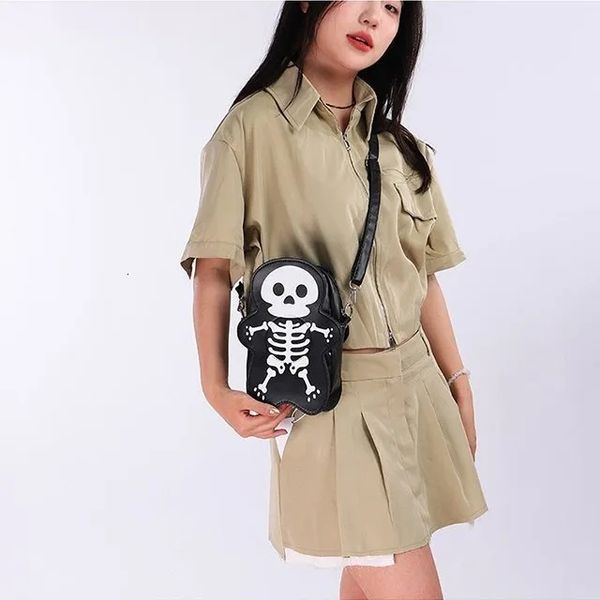 

2024 New Designer Summer Women's Niche Trend, Funny Little Cute Ghost Skeleton Crossbody Shoulder Bag, Halloween #BFP2410295 PTP3, Pink