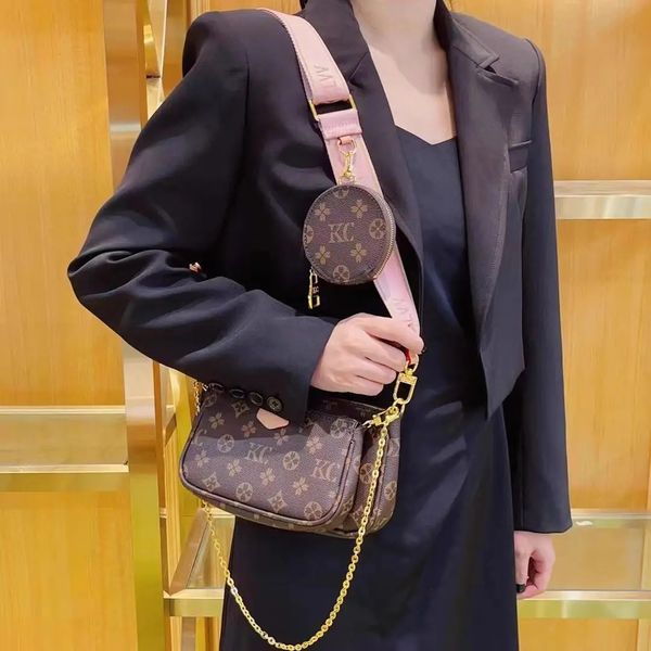 

Designer Bag Old Flower Shoulder Bag Luxury Floral Classics Clutch Embossed Fashion Women Brown Bag Small Messenger Handbag Large Capacity 3 Pieces 7 Color Straps 11, #8 red